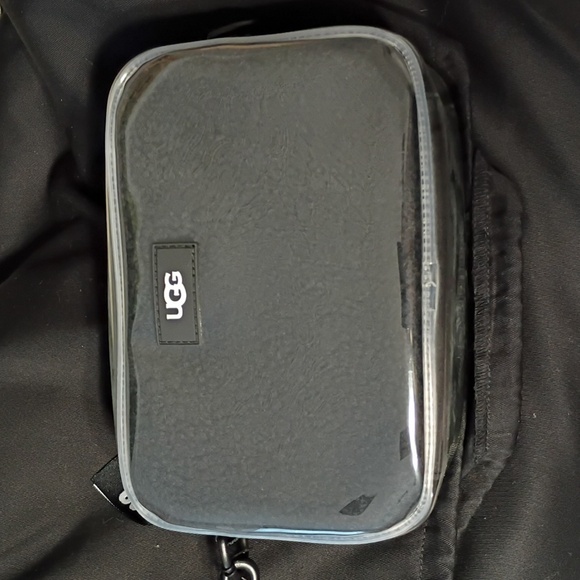 UGG Sleek Black Faux Fur And Clear Janey Crossbody New - Picture 1 of 5